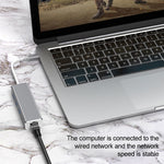 Bộ chuyển đổi HUB USB-C / Type-C sang Ethernet Gigabit RJ45 & 3 cổng USB 3.0, Dùng cho máy tính bảng, điện thoại, máy tính, Ethernet Gigabit