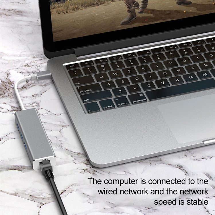 Bộ chuyển đổi HUB USB-C / Type-C sang Ethernet Gigabit RJ45 & 3 cổng USB 3.0, Dùng cho máy tính bảng, điện thoại, máy tính, Ethernet Gigabit