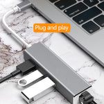 Bộ chuyển đổi HUB USB-C / Type-C sang Ethernet Gigabit RJ45 & 3 cổng USB 3.0, Dùng cho máy tính bảng, điện thoại, máy tính, Ethernet Gigabit