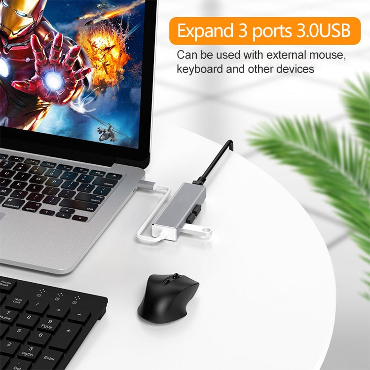 Bộ chuyển đổi HUB USB-C / Type-C sang Ethernet Gigabit RJ45 & 3 cổng USB 3.0, Dùng cho máy tính bảng, điện thoại, máy tính, Ethernet Gigabit