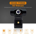 Webcam ESCAM PVR006 HD 1080P USB2.0 có micro cho PC, PVR006