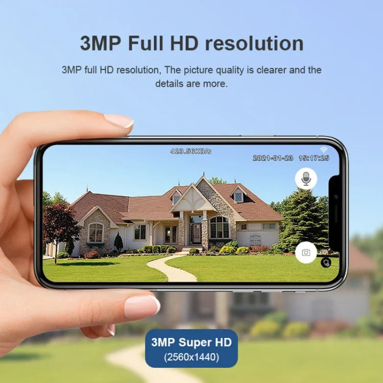 QX55 Camera IP Không Dây 2.4G IP65 Chống Nước 3.0 Triệu Điểm Ảnh, Hỗ Trợ Phát Hiện Chuyển Động & Âm Thanh Hai Chiều & Hồng Ngoại Ban Đêm & Thẻ TF, Phích Cắm EU, QX55