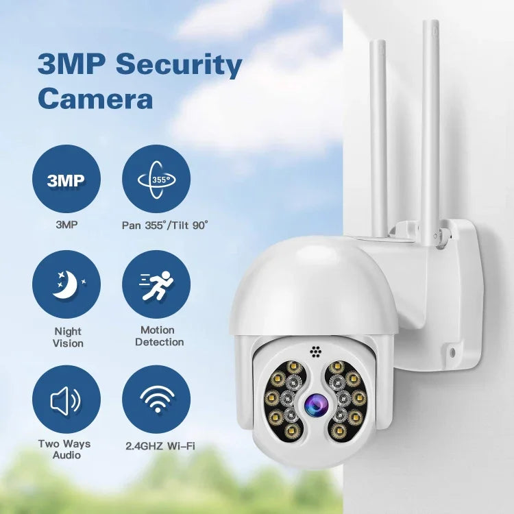 Tuya QX56 Camera IP Không Dây 2.4G IP66 Chống Nước 3.0 Triệu Điểm Ảnh, Hỗ Trợ Amazon Alexa & Google Home & Phát Hiện Chuyển Động & Âm Thanh Hai Chiều & Hồng Ngoại Ban Đêm Màu & Thẻ TF, Phích Cắm EU, Hỗ Trợ Amazon Alexa & Google Home