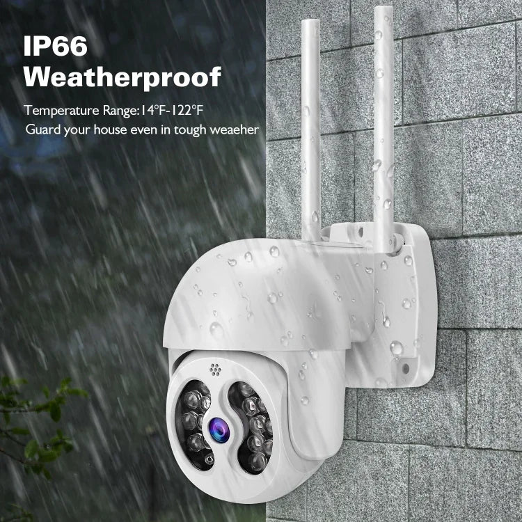 Tuya QX56 Camera IP Không Dây 2.4G IP66 Chống Nước 3.0 Triệu Điểm Ảnh, Hỗ Trợ Amazon Alexa & Google Home & Phát Hiện Chuyển Động & Âm Thanh Hai Chiều & Hồng Ngoại Ban Đêm Màu & Thẻ TF, Phích Cắm EU, Hỗ Trợ Amazon Alexa & Google Home