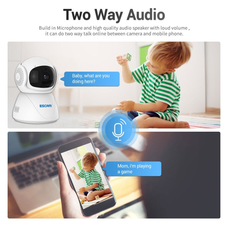 Camera IP WiFi băng tần kép ESCAM PT201 HD 1080P, hỗ trợ tầm nhìn ban đêm / phát hiện chuyển động / theo dõi tự động / thẻ TF / âm thanh hai chiều, phích cắm EU, PT201
