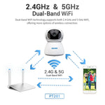 Camera IP WiFi băng tần kép ESCAM PT201 HD 1080P, hỗ trợ tầm nhìn ban đêm / phát hiện chuyển động / theo dõi tự động / thẻ TF / âm thanh hai chiều, phích cắm EU, PT201