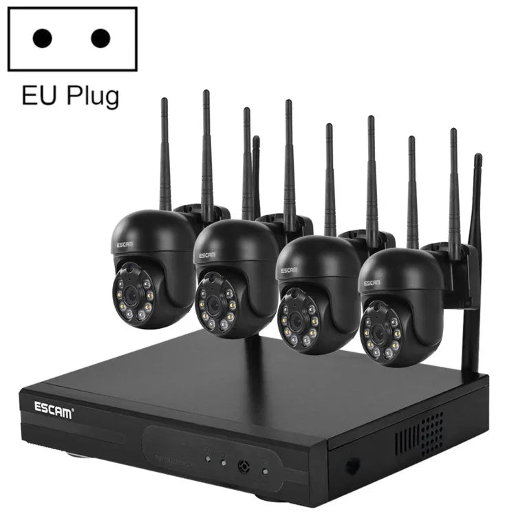 Hệ thống an ninh NVR không dây 8 kênh + 4 IPC 3.0 triệu điểm ảnh HD ESCAM WNK614, Phích cắm AU, WNK614