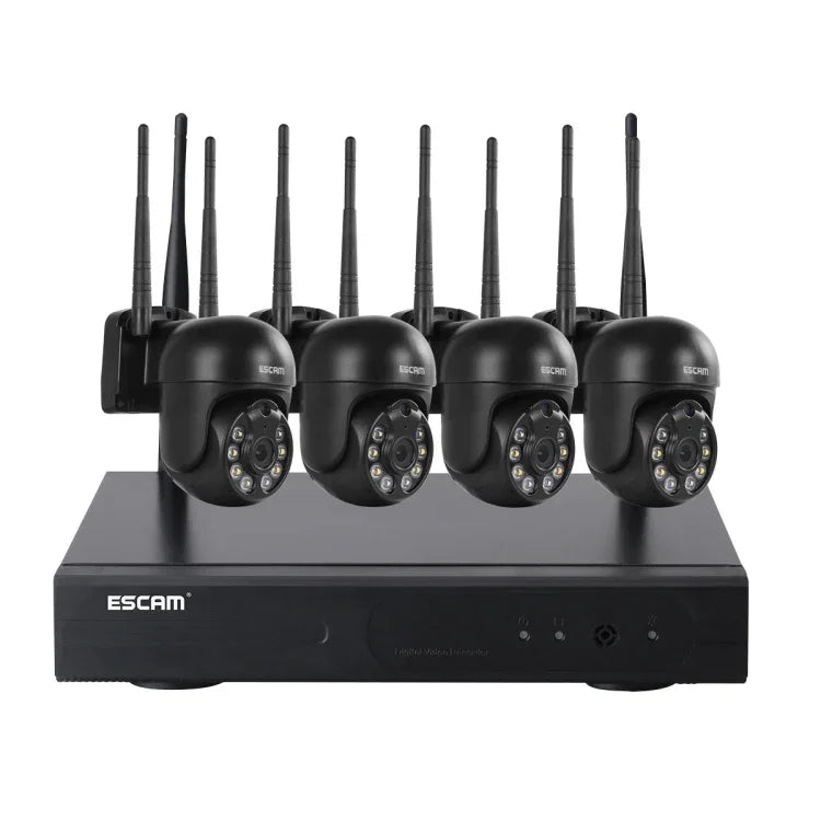 Hệ thống an ninh NVR không dây 8 kênh + 4 IPC 3.0 triệu điểm ảnh HD ESCAM WNK614, Phích cắm AU, WNK614
