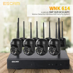 Hệ thống an ninh NVR không dây 8 kênh + 4 IPC 3.0 triệu điểm ảnh HD ESCAM WNK614, Phích cắm AU, WNK614
