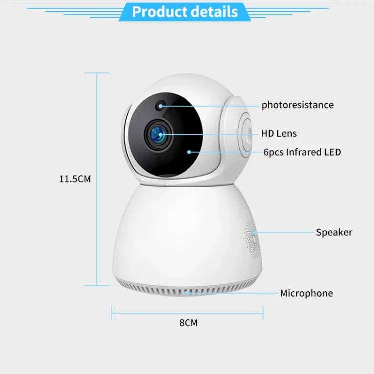 Camera IP WiFi an ninh thông minh quay ngang dọc 1.0MP YT24 V380, Hỗ trợ thẻ TF / Âm thanh hai chiều / Phát hiện chuyển động / Chế độ ban đêm, YT24 1.0MP