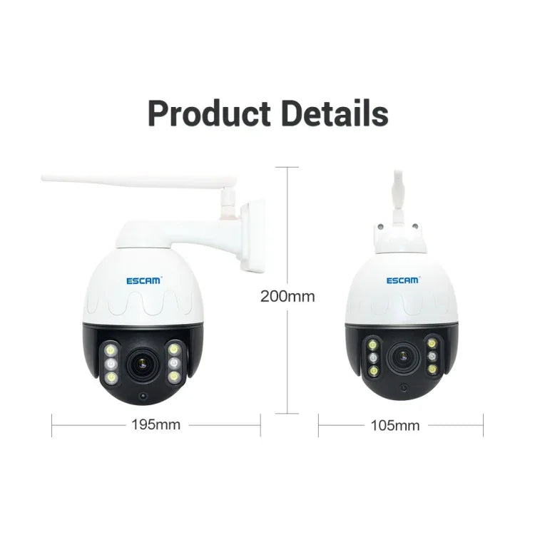 Camera IP chống nước ESCAM Q5068 H.265 5MP Pan / Tilt / Zoom 4X WiFi, Hỗ trợ ONVIF, Đàm thoại hai chiều & Quan sát ban đêm, Phích cắm AU, Phích cắm UK, Phích cắm US, Phích cắm EU, Phích cắm AU