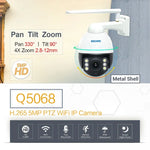 Camera IP chống nước ESCAM Q5068 H.265 5MP Pan / Tilt / Zoom 4X WiFi, Hỗ trợ ONVIF, Đàm thoại hai chiều & Quan sát ban đêm, Phích cắm AU, Phích cắm UK, Phích cắm US, Phích cắm EU, Phích cắm AU