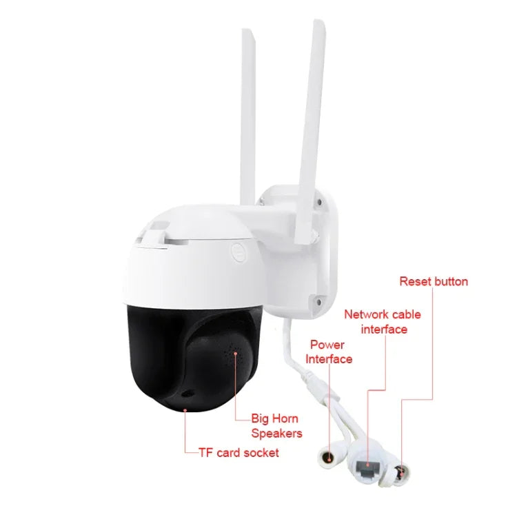 Camera WIFI PTZ QX36 1080P 3.0MP ống kính 3.6mm IP65 chống nước xoay 360 độ, Hỗ trợ màu sắc ban ngày và ban đêm & âm thanh hai chiều & phát hiện chuyển động người & phát lại video & thẻ TF 128GB, Phích cắm AU, QX36