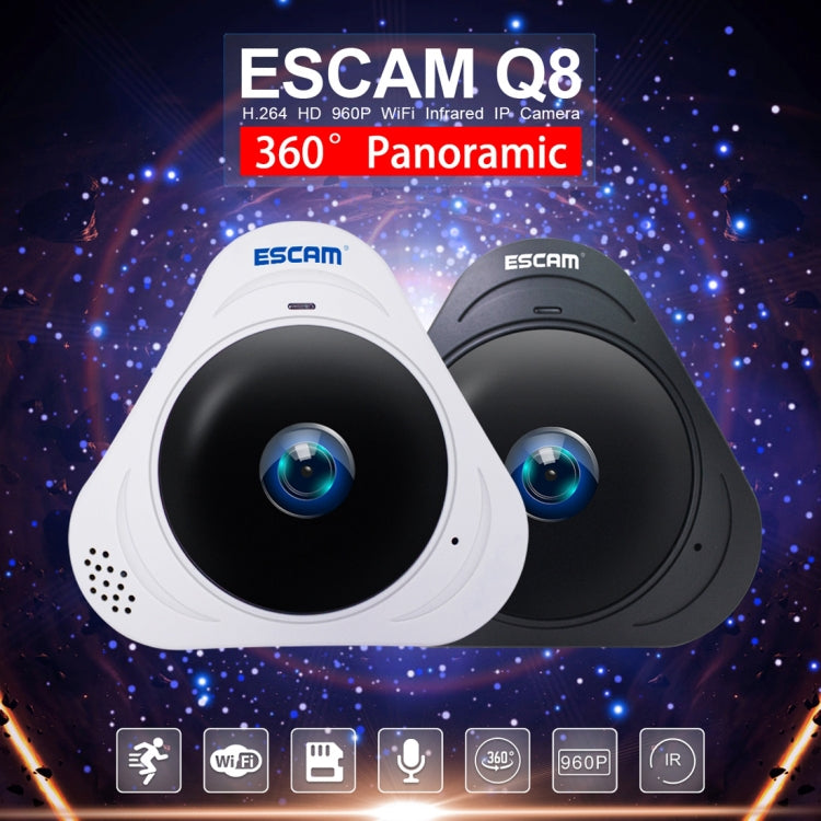 Camera IP WiFi ESCAM Q8 960P Ống Kính Fisheye 360 Độ 1.3MP, Hỗ Trợ Phát Hiện Chuyển Động / Tầm Nhìn Ban Đêm, Khoảng Cách IR: 5-10m, Phích Cắm AU, Q8 Phích Cắm US, Q8 Phích Cắm AU, Q8 Phích Cắm EU, Q8 Phích Cắm UK