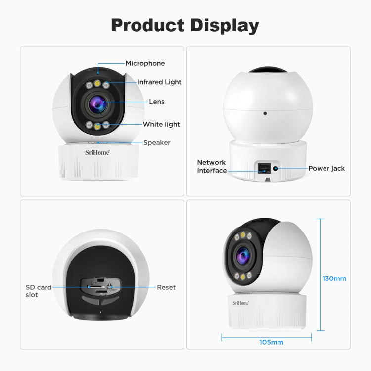 Hệ Thống Camera An Ninh Gia Đình Không Dây Tiết Kiệm Điện SriHome SH046 4.0 Triệu Điểm Ảnh FHD, SH046