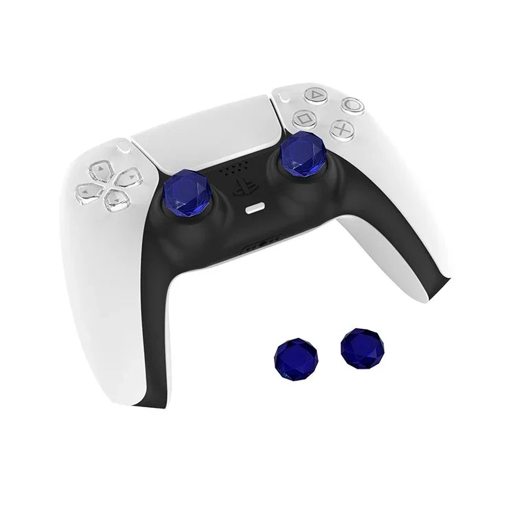 2 PCS Diamond Texture Games Grip Caps for PS5, Blue, Red, Clear White, Green