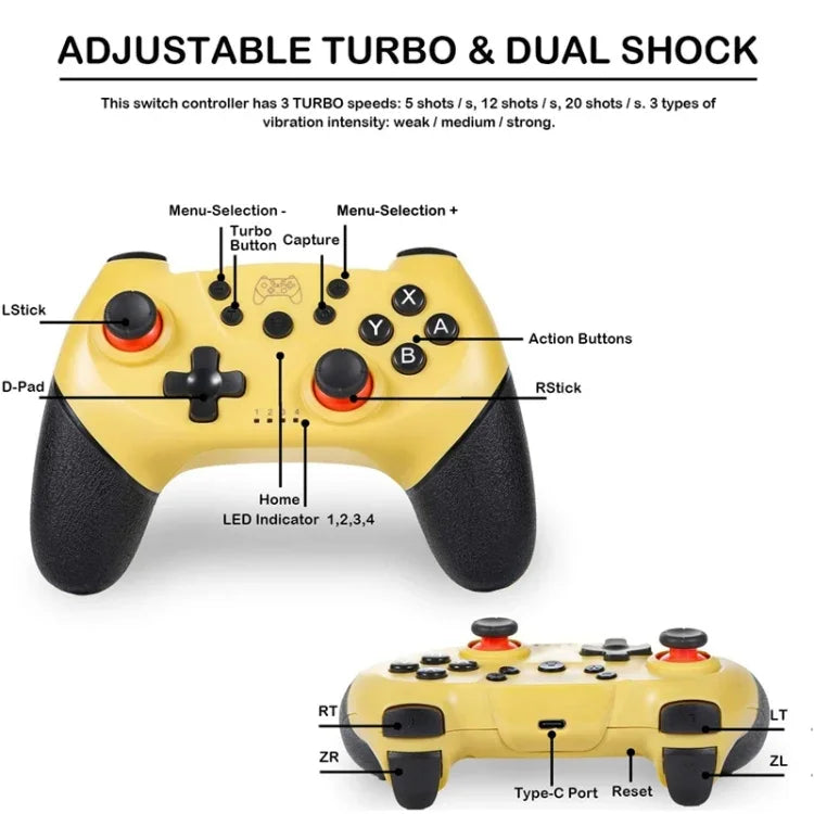 Bộ điều khiển gamepad Bluetooth 6 trục cho Switch Pro