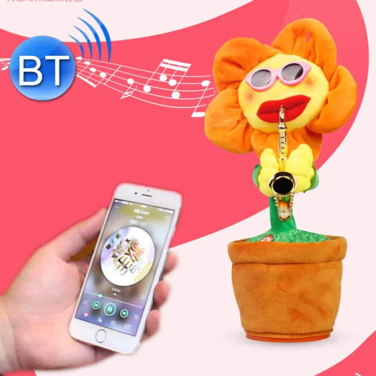 Đồ chơi trẻ em và người lớn hình hoa hướng dương kiểu kèn sax Bluetooth nhồi bông, Hỗ trợ sạc USB & pin