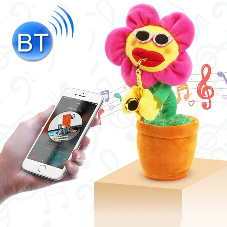 Đồ chơi trẻ em và người lớn hình hoa hướng dương kiểu kèn sax Bluetooth nhồi bông, Hỗ trợ sạc USB & pin