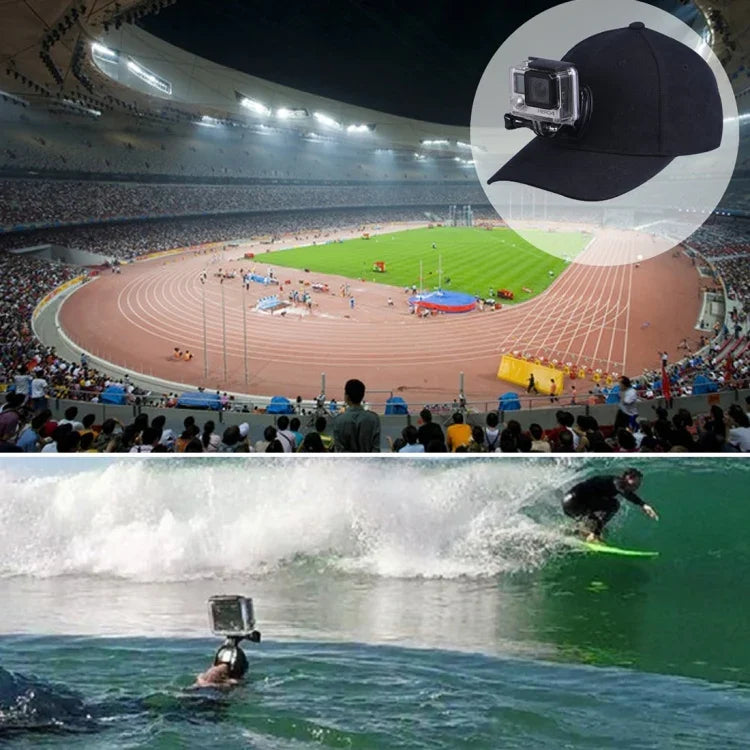 Mũ chống nắng ngoài trời kiểu mũ bóng chày có giá đỡ camera cho GoPro & SJCAM & Xiaomi Xiaoyi Camera thể thao