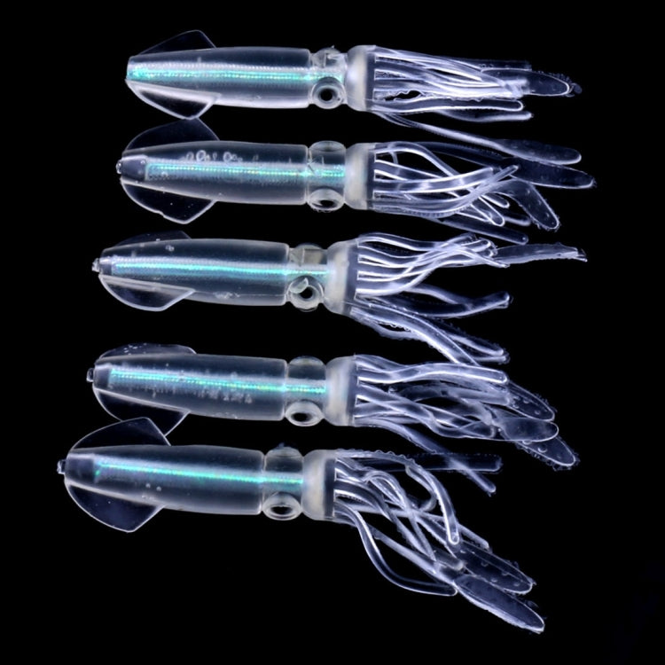 Bộ 5 mồi câu cá giả mềm bằng nhựa hình mực HENGJIA, Chiều dài: 9 cm, phát sáng, ống màu sắc