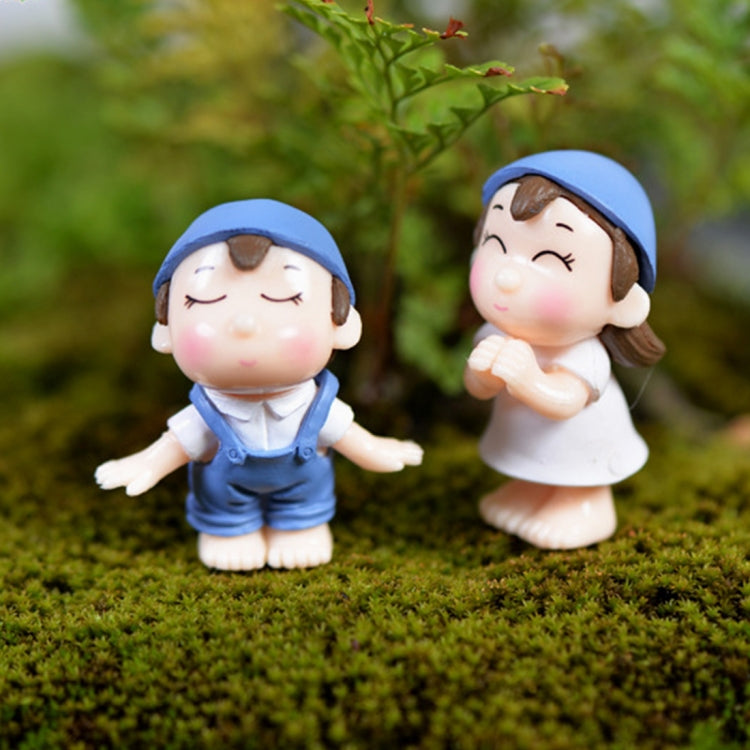 Búp bê trang trí nhà vườn Nụ cười tình nhân Cảnh quan vi mô rêu Trang trí PVC, Nụ cười tình nhân màu xanh