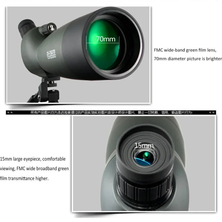 Kính thiên văn đơn chuyên nghiệp zoom cao độ nét cao Maifeng 25-75x70 ngoài trời, 75x70