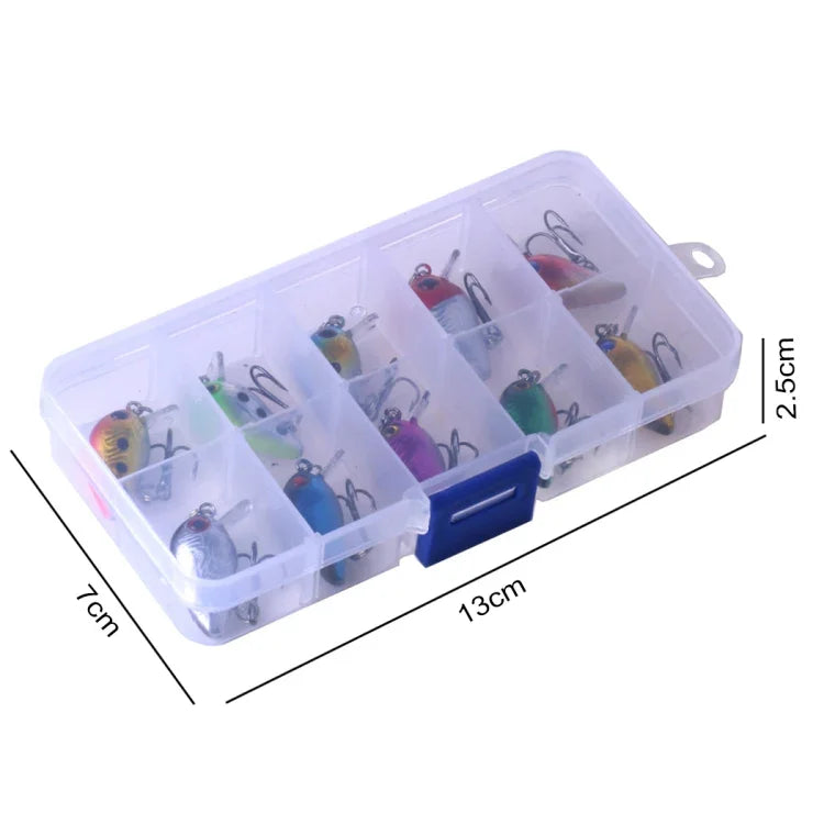 Bộ 10 mồi câu đá Luya HENGJIA 3cm/1.5g, hộp nhựa, Box014