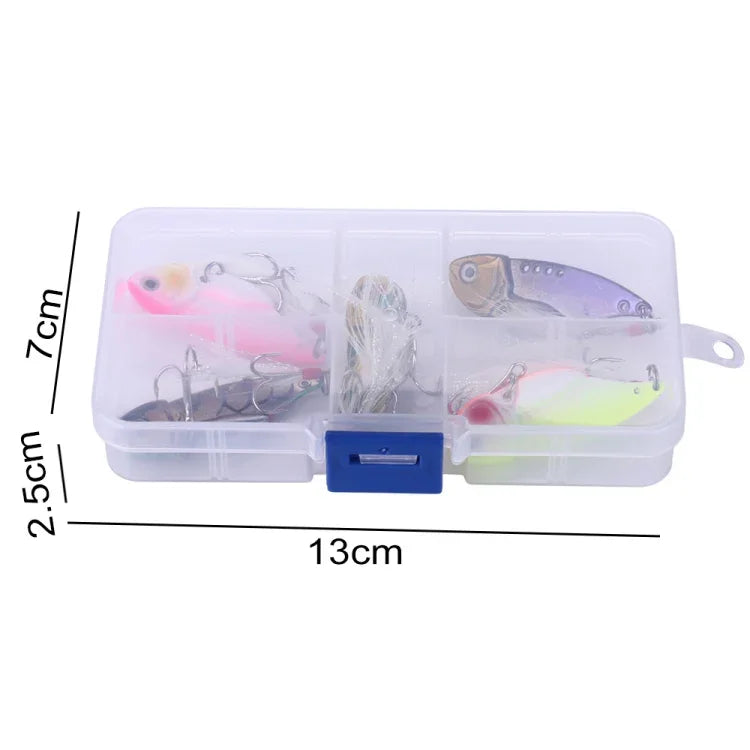 Bộ 5 mồi câu kim loại VIB Luya HENGJIA 5.5cm/11g, hộp nhựa, Box018