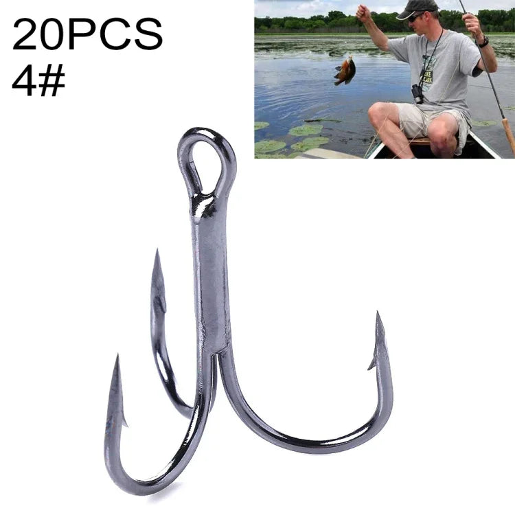 20 cái / Hộp Móc câu ba càng bằng thép cacbon cao màu đen cổ điển, 4# FH022