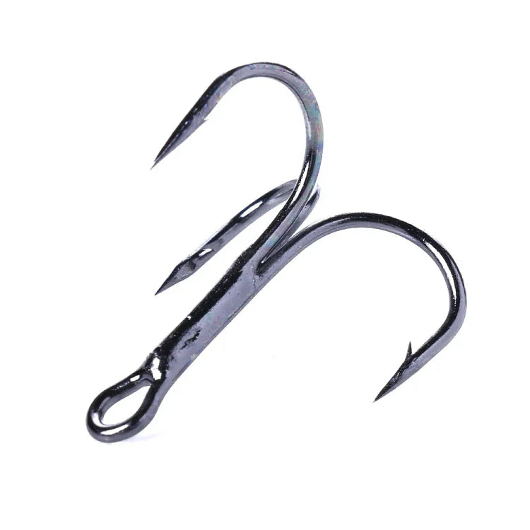 HENGJIA 20 PCS Classic Black High Carbon Steel Fishing Three-jaw Treble Hooks, 8# FH022