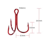 HENGJIA 20 cái Móc câu ba càng bằng thép cacbon cao màu đỏ cổ điển, 6# FH023
