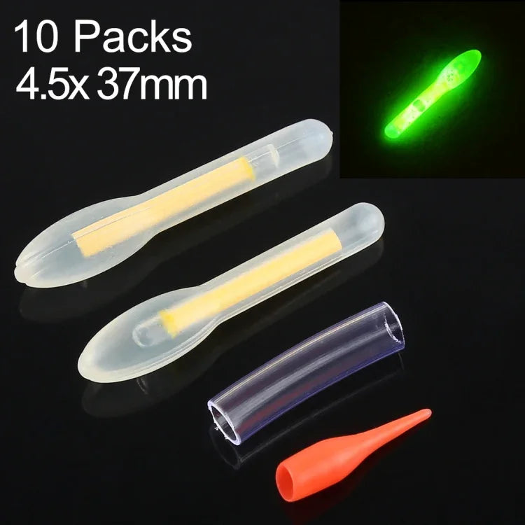 10 gói que phát sáng hình bóng đèn OCEAN SUN cho câu đêm, tầm nhìn: 50m, kích thước: 4.5 x 37mm, hình bóng đèn, tầm nhìn: 50m