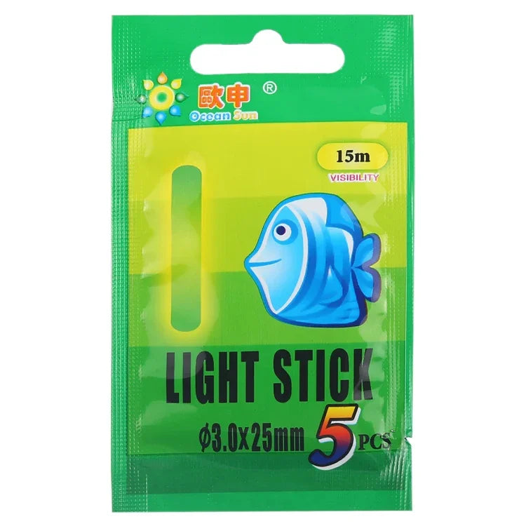 10 gói que phát sáng nổi OCEAN SUN cho câu đêm, tầm nhìn: 15m, kích thước: 3.0 x 25mm, tầm nhìn: 15m (5 cái)