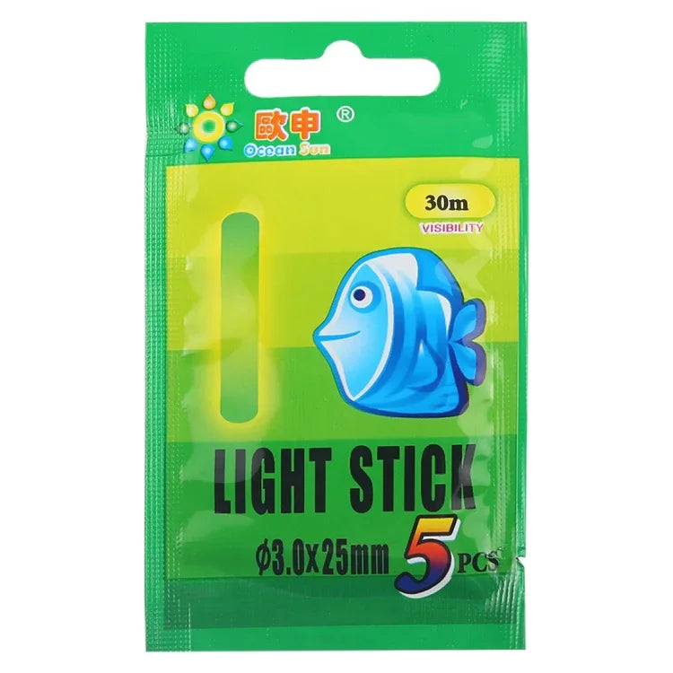10 gói que phát sáng nổi OCEAN SUN cho câu đêm, tầm nhìn: 30m, kích thước: 4.5 x 37mm, tầm nhìn: 30m (5 cái)