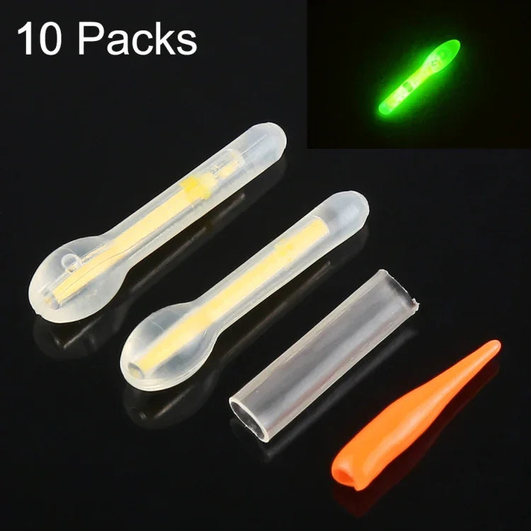 10 gói que phát sáng hình bóng đèn nổi cho câu đêm, tầm nhìn: 30m, kích thước: 3.0 x 25mm, hình bóng đèn, tầm nhìn: 30m