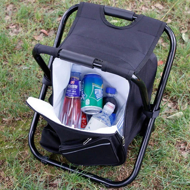 Outdoor Portable Folding Camping Chair Light Fishing Beach Chair Stainless Steel Pipe Folding Chair with Ice Bag, Stainless Steel Folding Chair(Black), Stainless Steel Folding Chair(Green), Stainless Steel Folding Chair(Blue)                           ...