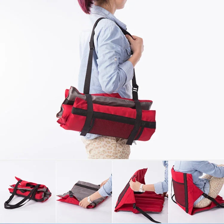 Đệm ngồi gấp ngoài trời có tựa lưng, kích thước: 78*40*2cm, ghế gấp CLS (Đỏ), đệm ngồi gấp (Đen)