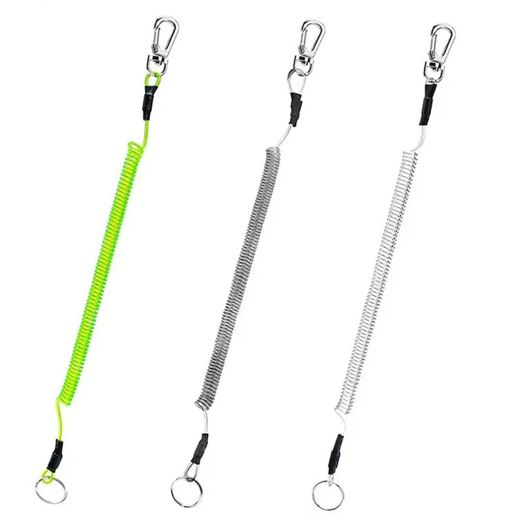Móc khóa chống mất đa năng ngoài trời, dây đeo lò xo TPU, chiều dài: 32cm, móc khóa chống mất (xám), móc khóa chống mất (xanh lá)