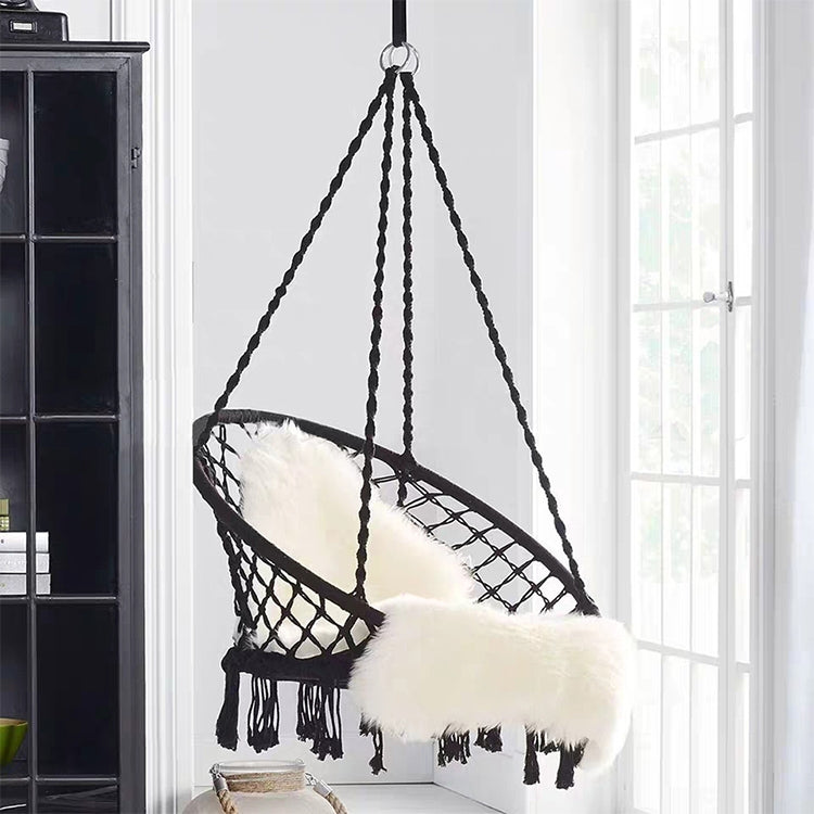 Ghế xích đu dệt dây bông đơn trong nhà