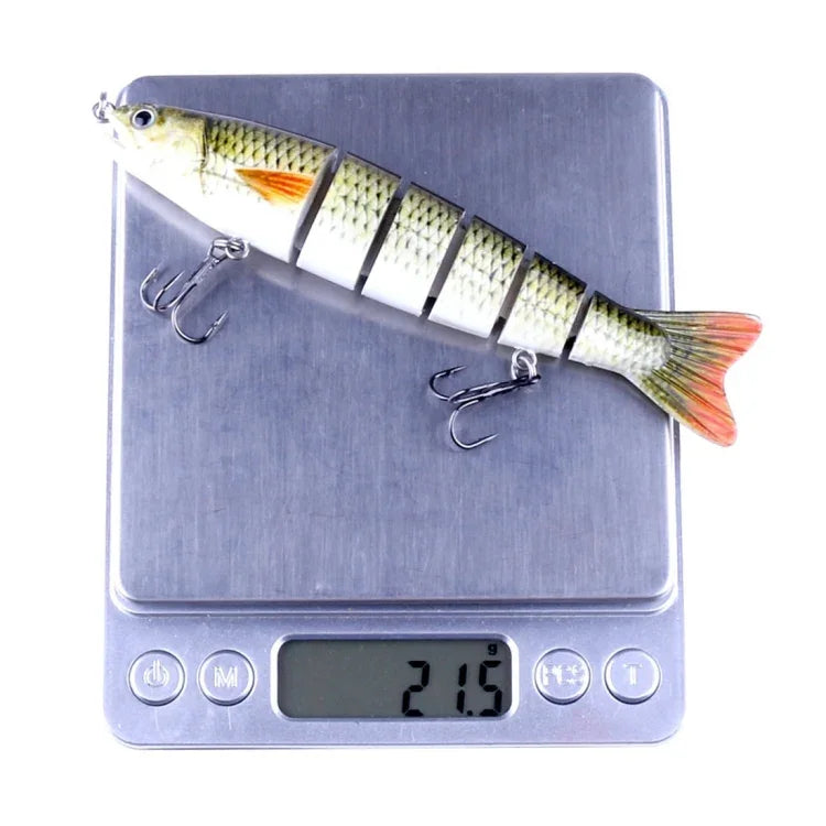 Mồi câu nhân tạo nhựa cứng nhiều đoạn HENGJIA JM026 6# 12.7cm 22g có móc ba, giao màu ngẫu nhiên, JM026 6# 12.7cm