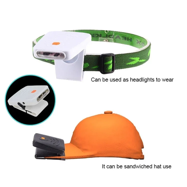 Đèn đội đầu cảm biến hồng ngoại LED sạc pin kẹp mũ tiện dụng cho câu cá, cắm trại, leo núi