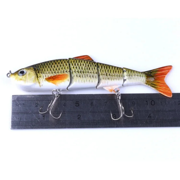 Mồi câu giả nhựa cứng nhiều đoạn HENGJIA JM022-X 12cm 16.8g với móc ba càng, giao màu ngẫu nhiên, JM022-X 12cm