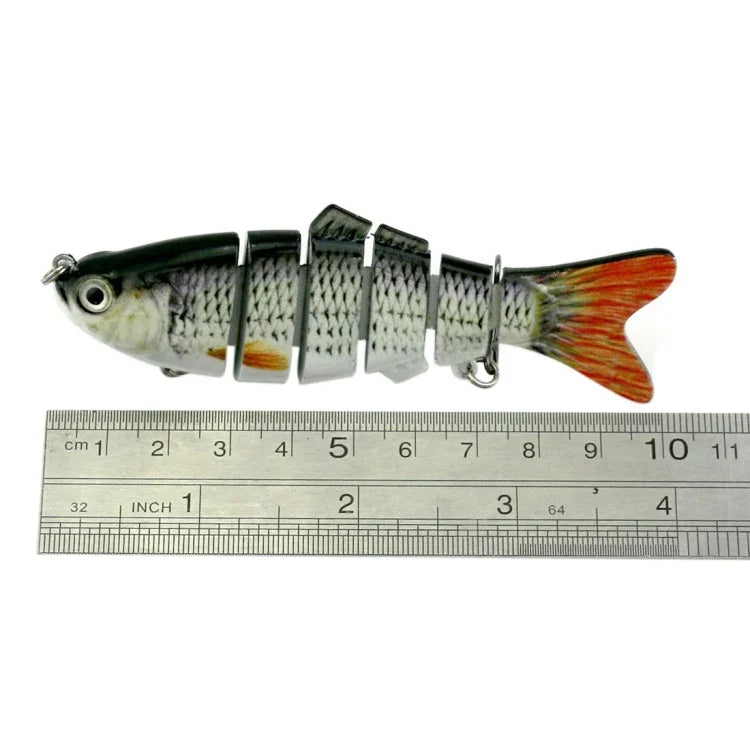 Mồi câu giả nhựa cứng nhiều đoạn HENGJIA JM020 10cm 18g với móc ba càng, giao màu ngẫu nhiên, JM020 10cm