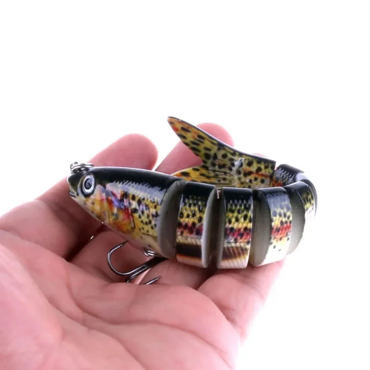 Mồi câu giả nhựa cứng nhiều đoạn HENGJIA JM024-X 6# 13.6cm 18.7g với móc ba càng, giao màu ngẫu nhiên, JM024-X 6# 13.6cm