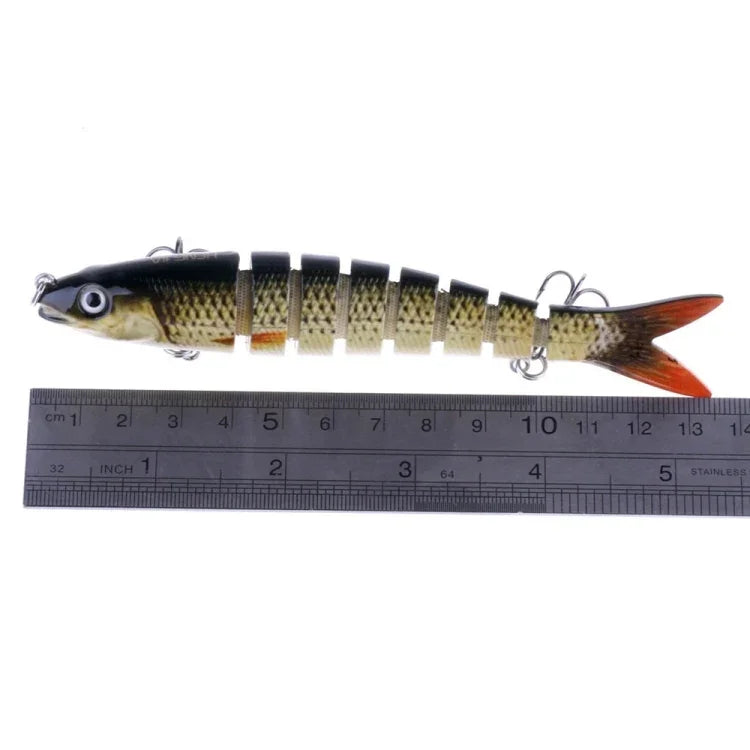 Mồi câu giả nhựa cứng nhiều đoạn HENGJIA JM024-X 6# 13.6cm 18.7g với móc ba càng, giao màu ngẫu nhiên, JM024-X 6# 13.6cm