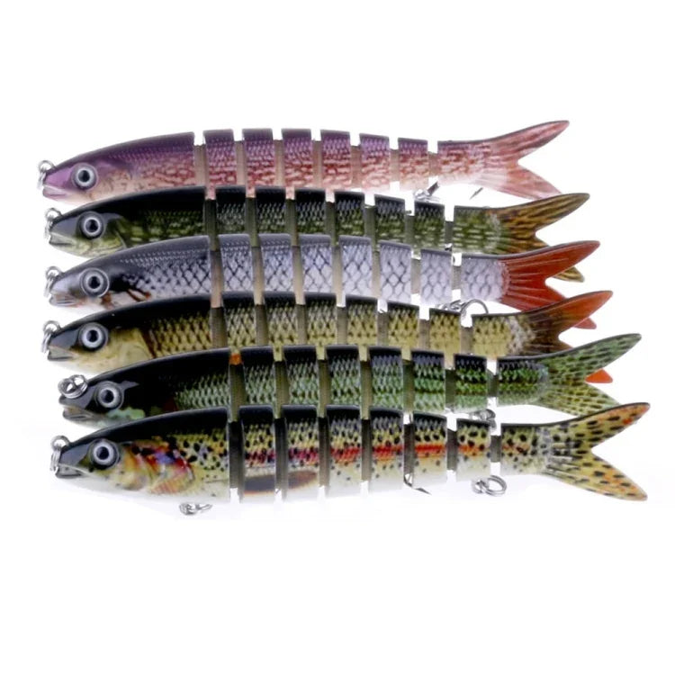 Mồi câu giả nhựa cứng nhiều đoạn HENGJIA JM024-X 6# 13.6cm 18.7g với móc ba càng, giao màu ngẫu nhiên, JM024-X 6# 13.6cm