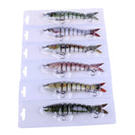 Mồi câu giả nhựa cứng nhiều đoạn HENGJIA JM024-X 6# 13.6cm 18.7g với móc ba càng, giao màu ngẫu nhiên, JM024-X 6# 13.6cm
