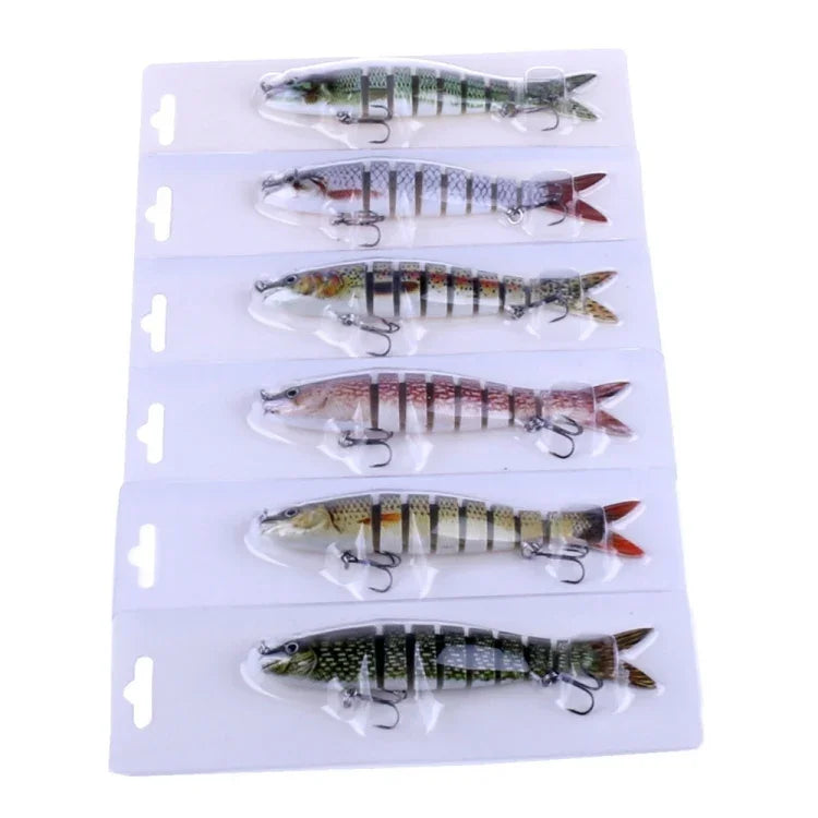 Mồi câu giả nhựa cứng nhiều đoạn HENGJIA JM024-X 6# 13.6cm 18.7g với móc ba càng, giao màu ngẫu nhiên, JM024-X 6# 13.6cm