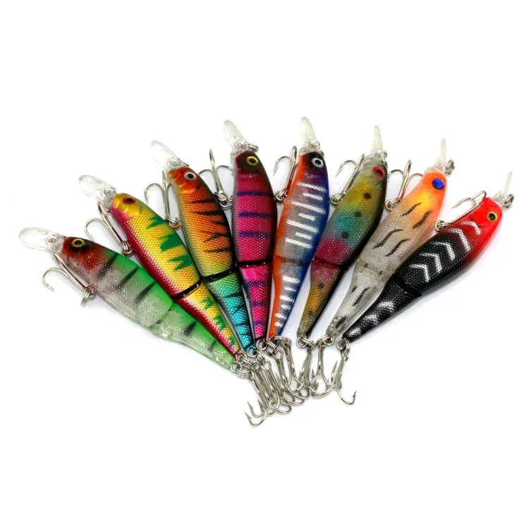 Mồi Nhựa Cứng Câu Cá HENGJIA JM010-X 6# 8.8cm 7.4g 2 Khúc Với Móc Ba, Giao Màu Ngẫu Nhiên, JM010-X 6# 8.8cm